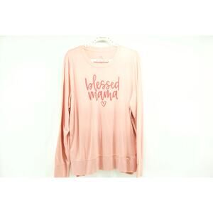 Positive Tees “Blessed Mamma” XL women’s long sleeve T-shirt pink/salmon